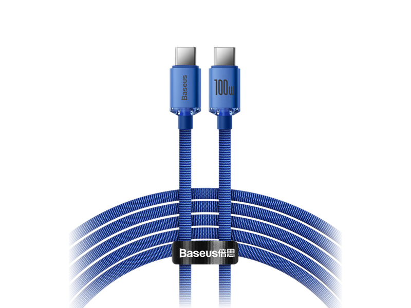 BASEUS USB-C- USB-C Crystal Shine, 100W, 2m, kék